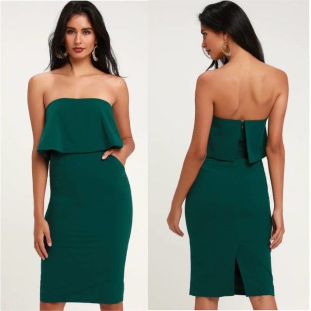 Lulus Lots of Love Emerald Green Strapless Dress S
